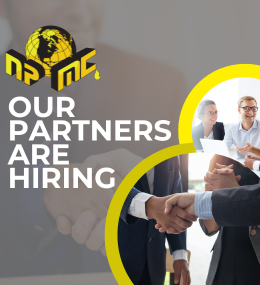 A graphic in yellow, grey and white with an NPMC logo and images of job interviews